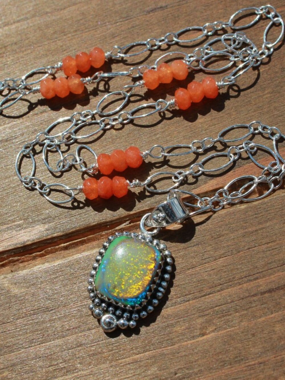 Minimalist Sterling Opal Necklace
